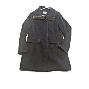 Cole Haan Signature Sz 12 Winter Coat Wool Blend Zipped Lined Pockets Black